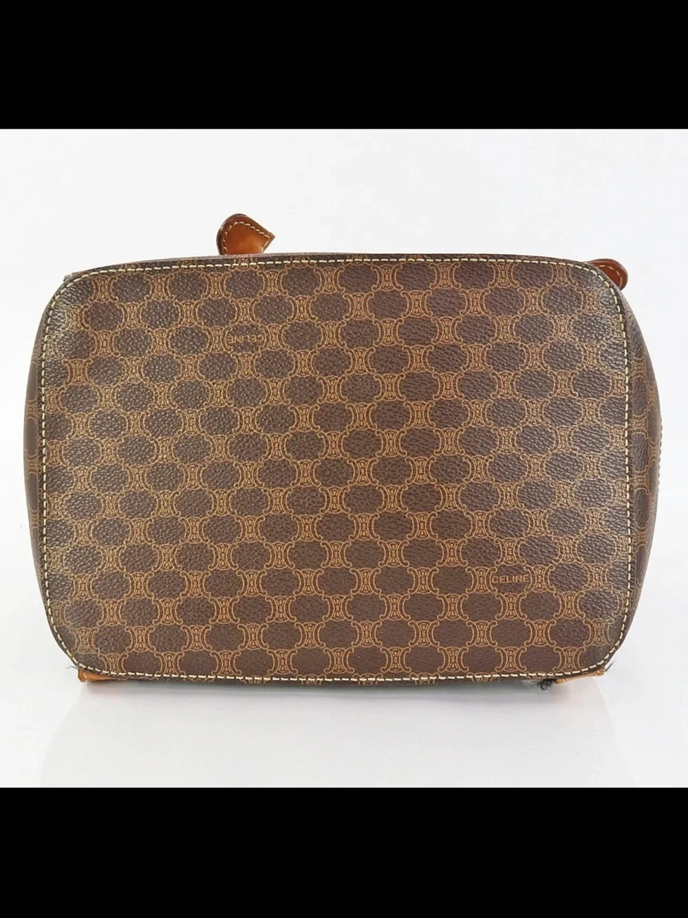 Celine Brown & Tan Monogram Stripe Drawstring Backpack